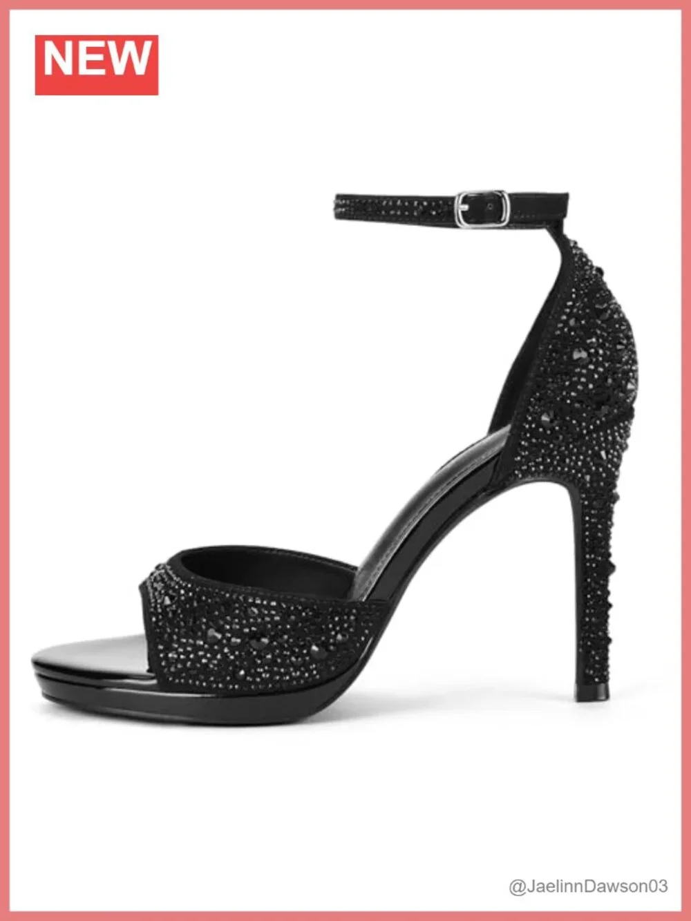 4.3IN Platform Stiletto Heeled Sandals Adjustable Ankle Strap Faux Leather